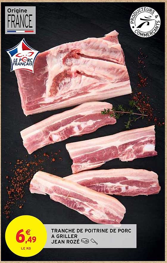 tranche de poitrine de porc à griller jean rozé