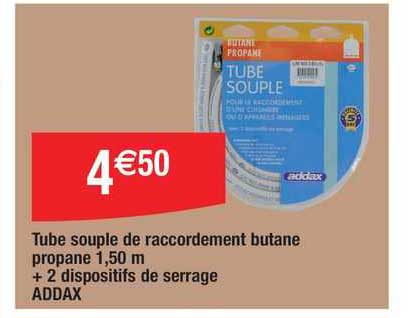 tube souple de raccordement butane propane 1.50 m + 2 dispositifs de serrage addax