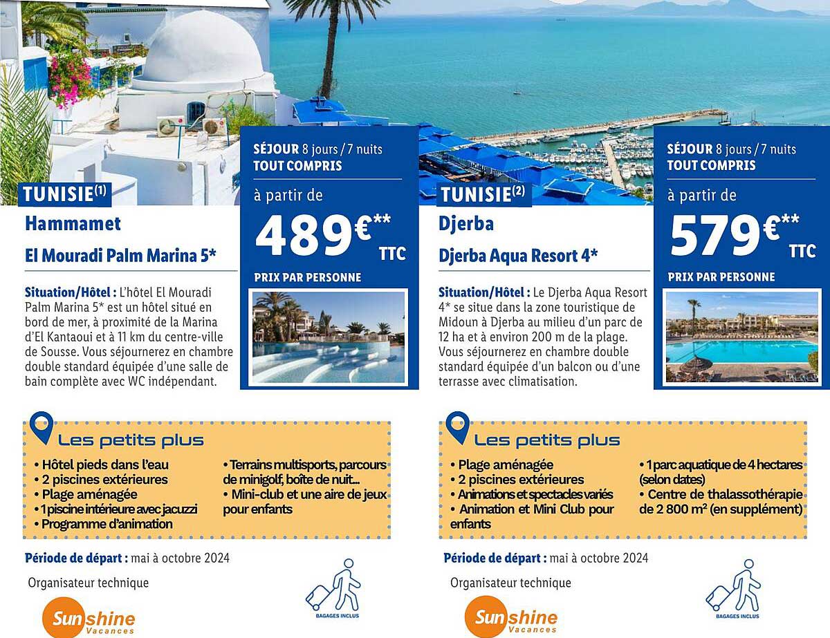 tunisie hammamet : el mouradi palm marina 5*, tunisie djerba : djerba aqua resort 4*