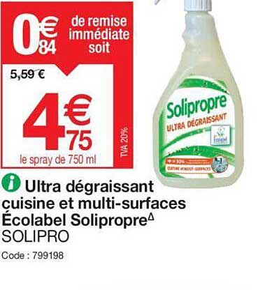 ultra dégraissant cuisine et multi-surfaces écolabel solipropre solipro