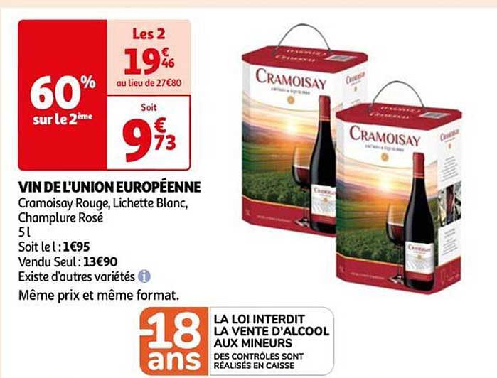 vin de l'union européenne cramoissay rouge, lichette blanc, cahmplure rosé