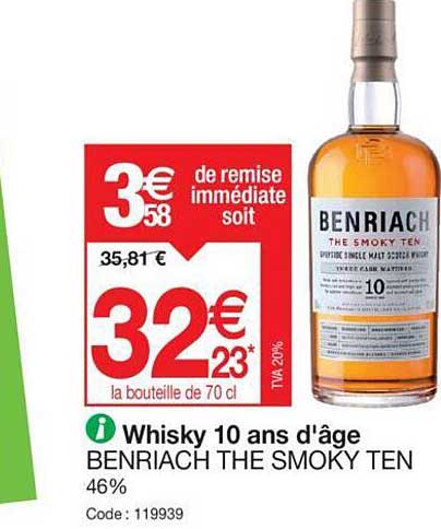 whisky 10 ans d'âge benriach the smoky ten