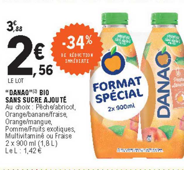 "danao" bio sans sucre ajouté