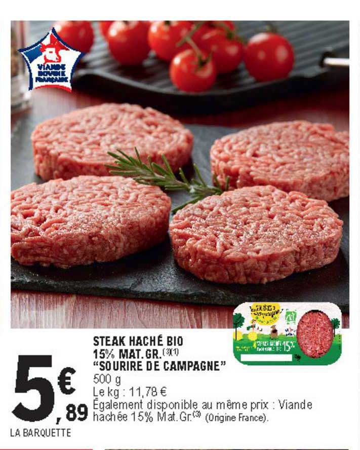 steak haché bio 15% mat. gr. "sourire de campagne"