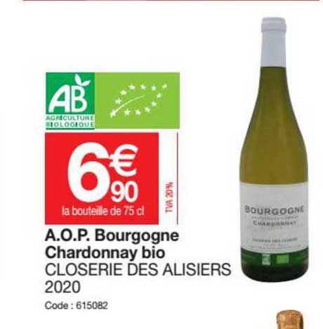 a.o.p. bourgogne chardonnay bio closerie des alisiers 2020