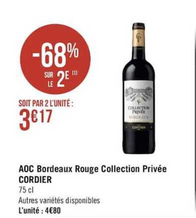 aoc bordeaux rouge collection privée cordier