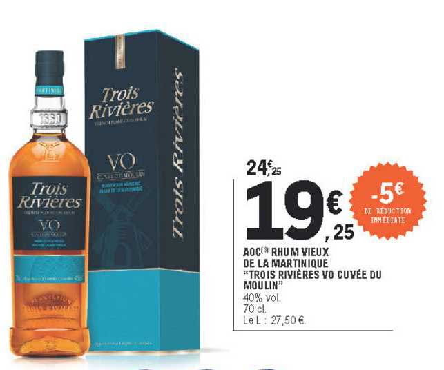 aoc rhum vieux de la martinique "trois rivières vo cuvée du moulin"
