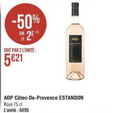 aop côtes-de-provence estandon -50% sur le 2e