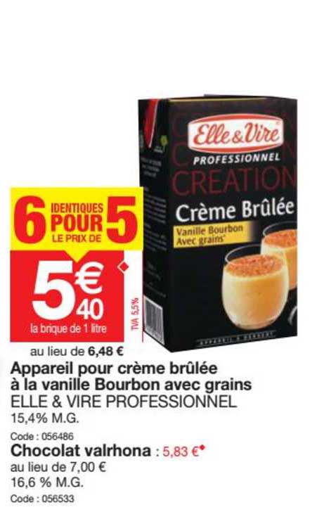 appareil pour creme brulee a la vanille bourbon avec grains elle & vire preofessionnel