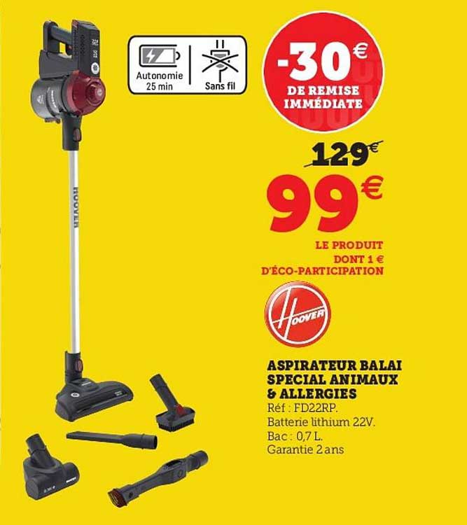 aspirateur balai spécial animaux & allergies hoover