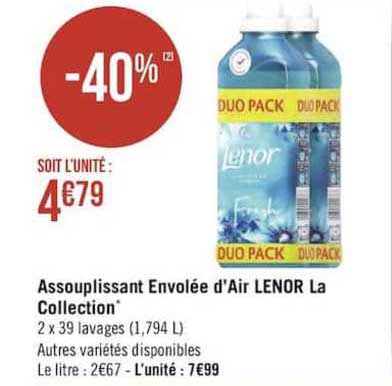 assouplissant envolée d'air lenor la collection