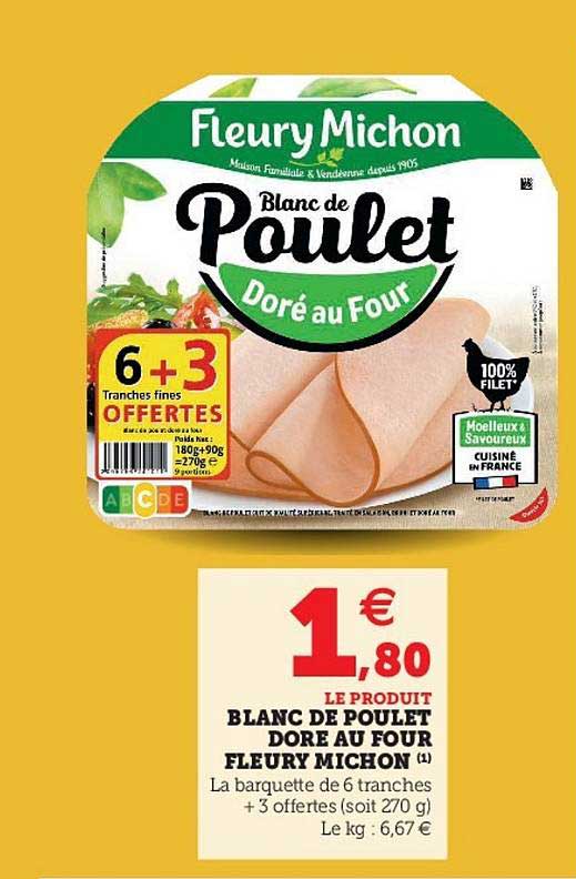 blanc de poulet dore au four fleury michon