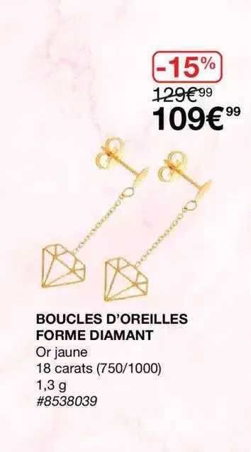 boucles d'oreilles forme diamant