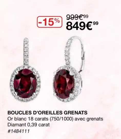 boucles d'oreilles grenats