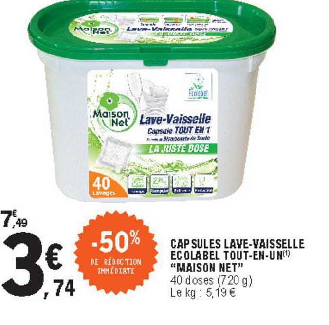 capsules lave-vaisselle écolabel tout-en-un "maison net"