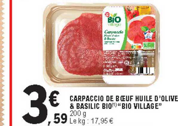Carpaccio De Boeuf Huile D'olive & Basilic Bio "bio Village"