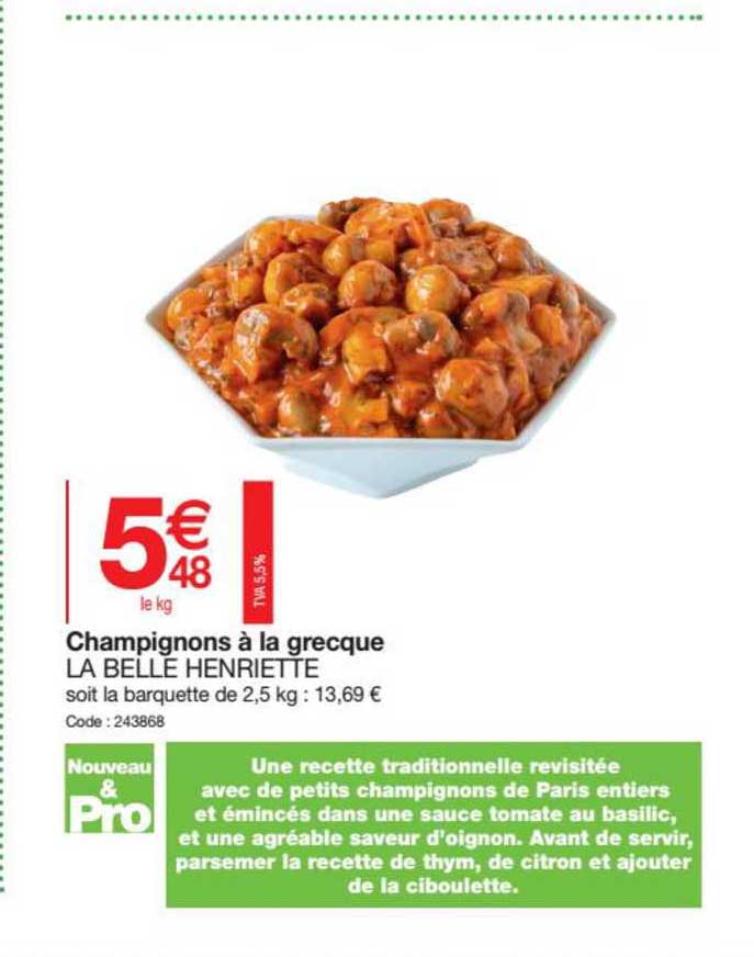champignons à la grecque la bell henriette