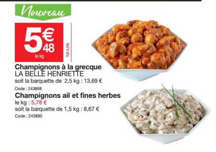 champignons a la grecque la belle henriette, champignons ail et fines herbes