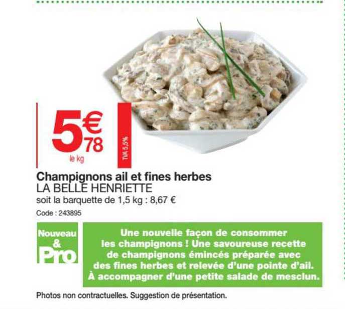 champignons ail et fines herbes la belle henriette