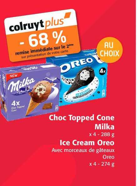 choc topped cone milka, ice cream oreo
