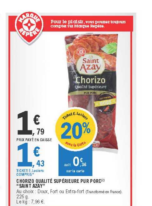 chorizo qualité supérieure pur porc "saint azay"
