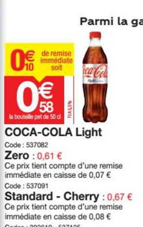 coca-cola light zero, standard - cherry