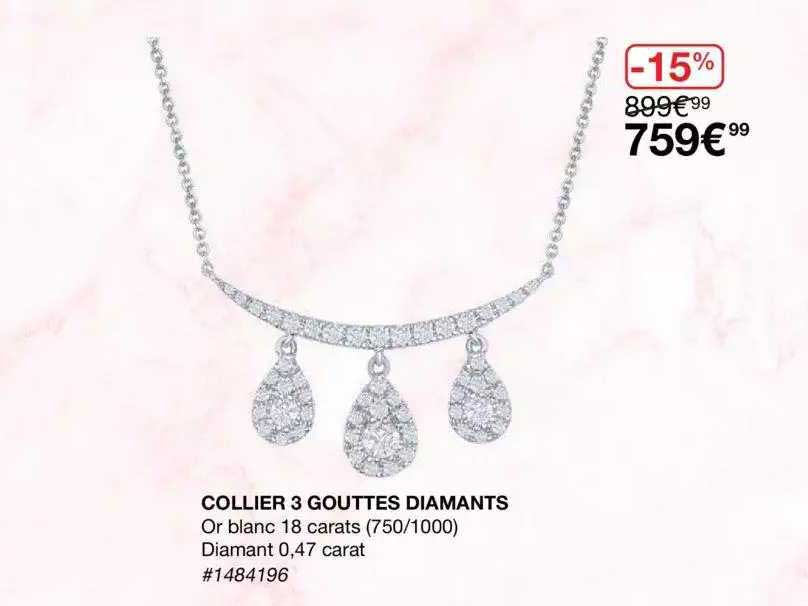 collier 3 gouttes diamants