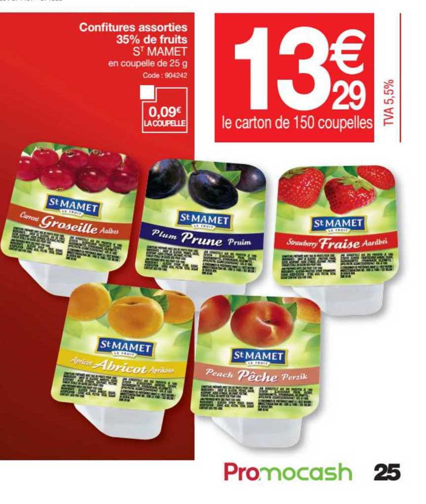 confitures assorties 35% de frutis st mamet