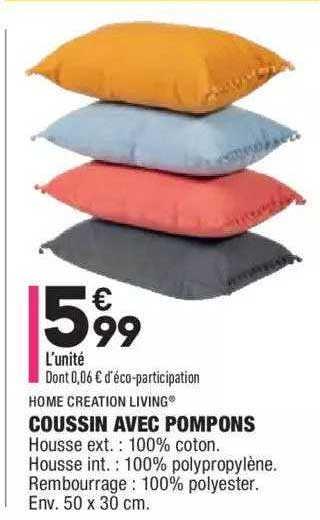 Coussin Avec Pompons Home Creation Living