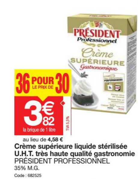 creme superieure liquide sterilisee uht tre haute qualite gastronomie president professionnel
