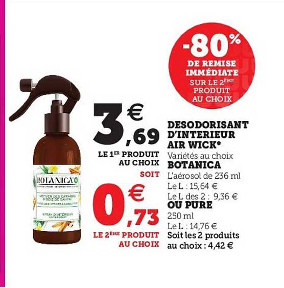 désodorisant d'intérieur air wick botanica ou pure
