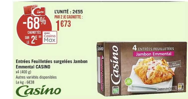 entrées feuilletées surgelées jambon emmental casino