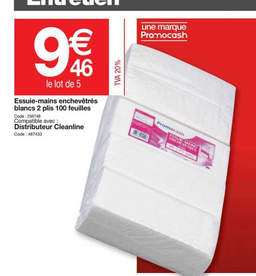 essuie-mains enchevêtrés blancs 2 plis 100 feuilles