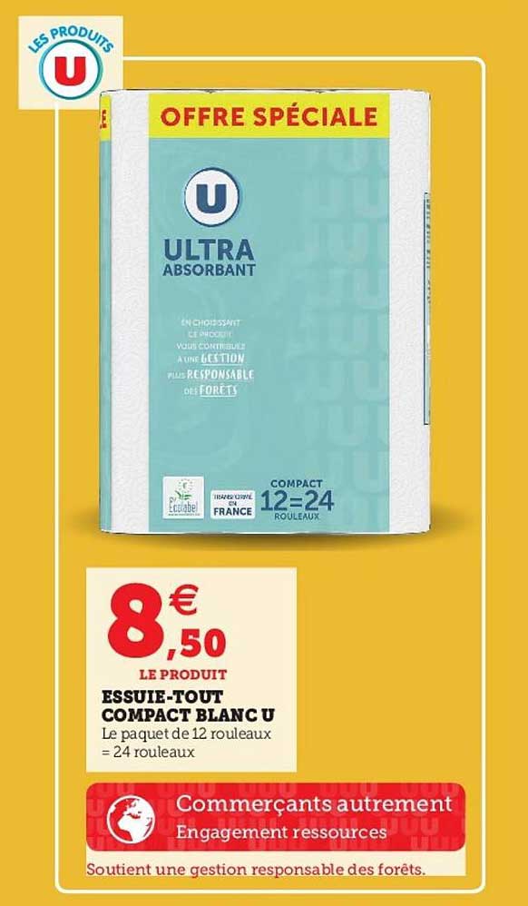 essuie-tout compact blanc u