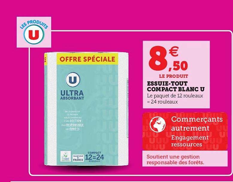 essuie-tout compact blanc u