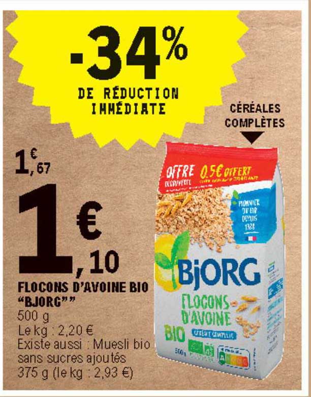 flocons d'avoine bio "bjorg"