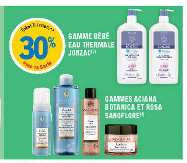 gamme bébé eau thermale jonzac, gammes aciana botanica et rosa sanoflore