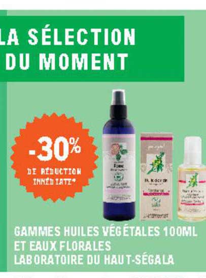 gammes huiles végétales 100ml et eaux florales laboratoire du haut-ségala