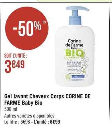 gel lavant cheveux corps corine de farme baby bio