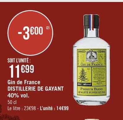 gin de france destillerie de gayant 40% vol.
