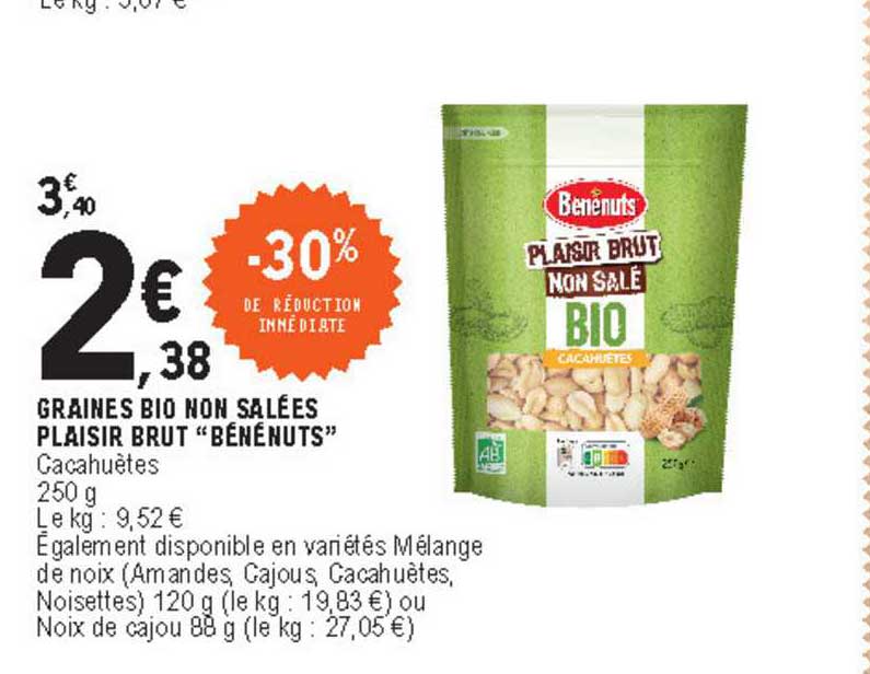 graines bio non salées plaisir brut "bénénuts"