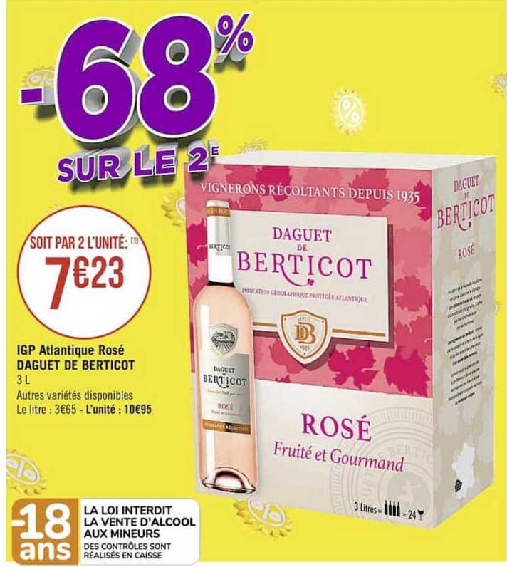 igp atlantique rosé daguet de berticot -68% sur le 2e
