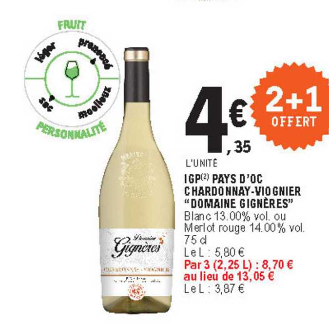 Igp Pays D'oc Chardonnay - Viognier "domaine Gignères"