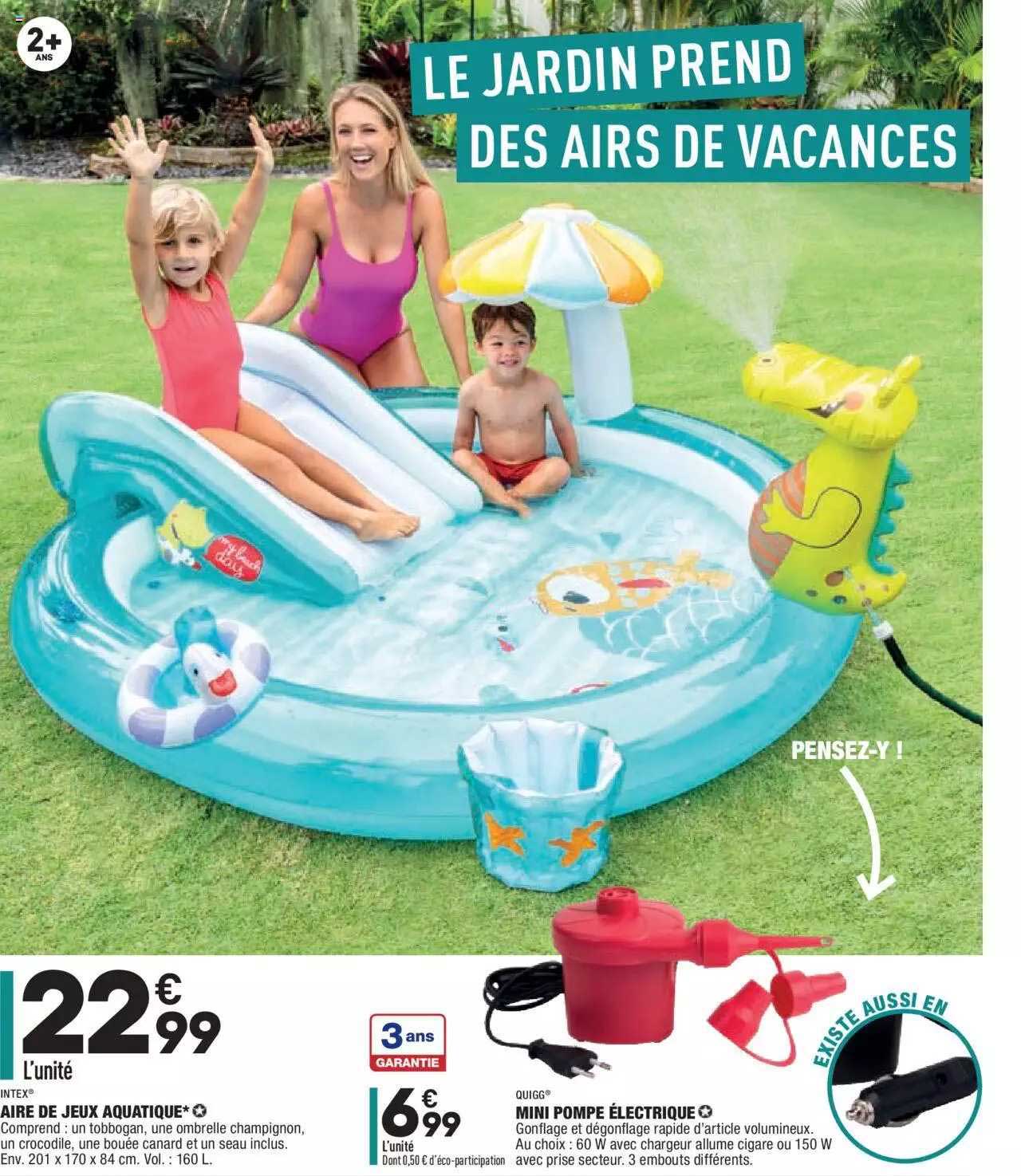intex aire de jeux aquatique, quigg mini pompe electrique