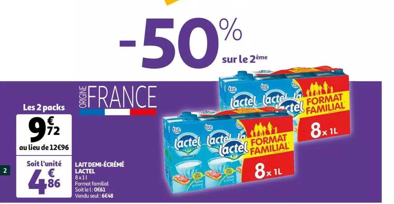 lait demi-écrémé lactel