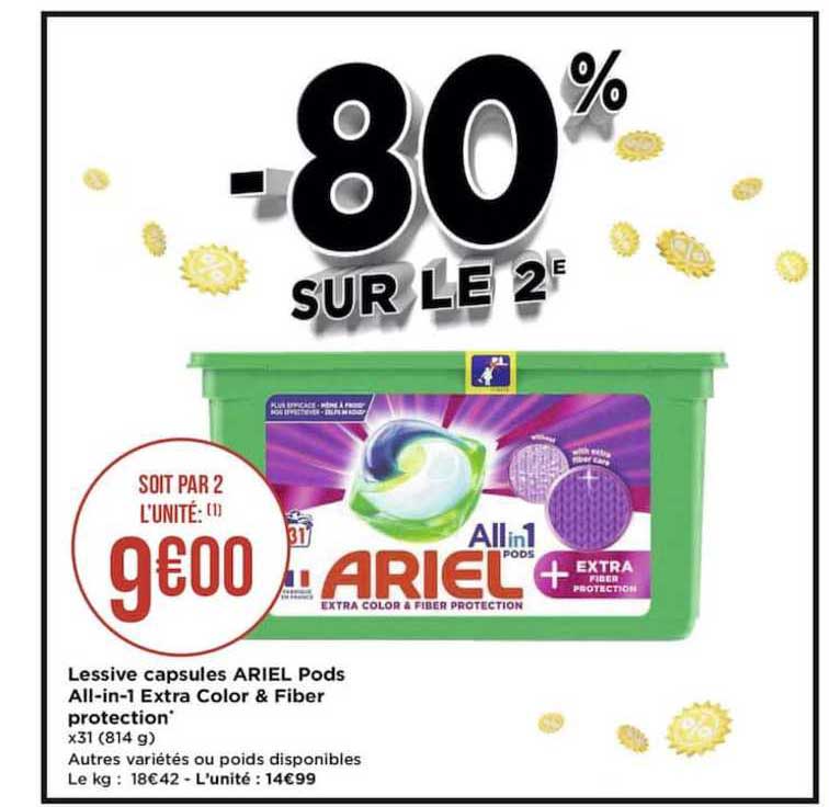 lessive capsules ariel pods all-in-1 extra color & fiber protection