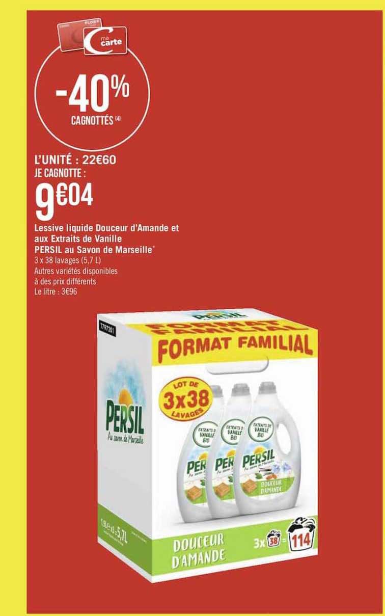 lessive liquide douceur d'amande et aux extraits de vanille persil au savon de marseille