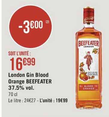 london gin blood orange beefeater 37.5% vol.