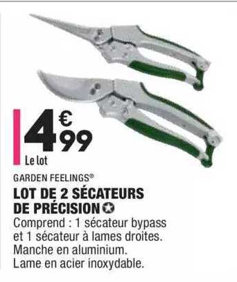 lot de 2 sécateurs de précision garden feelings