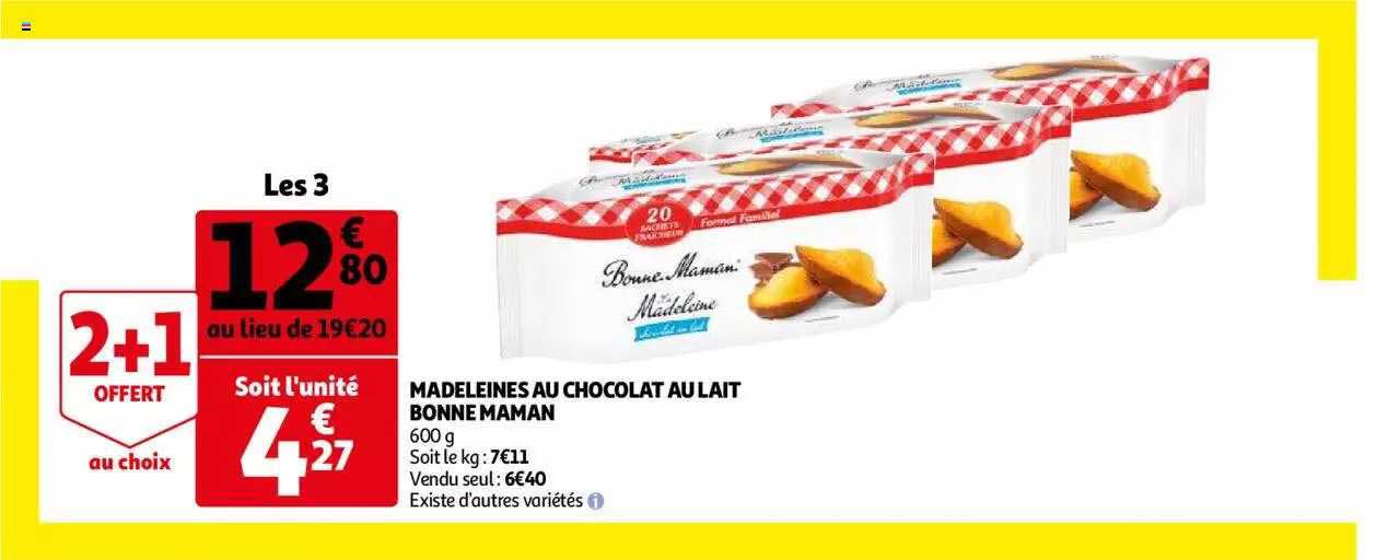 madeleines au chocolat au lait bonne maman